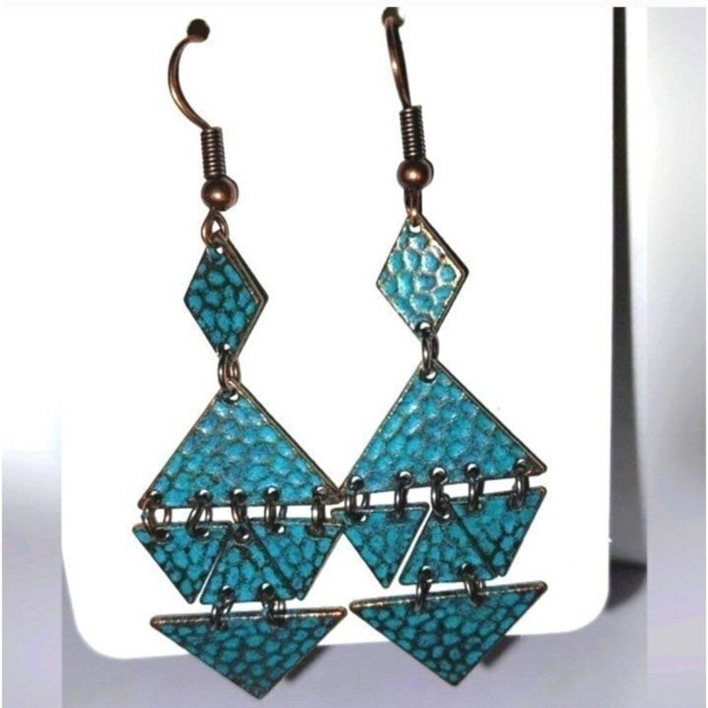 Ladies Gorgeous Turquoise Gypsy Dangle Boho Earrings